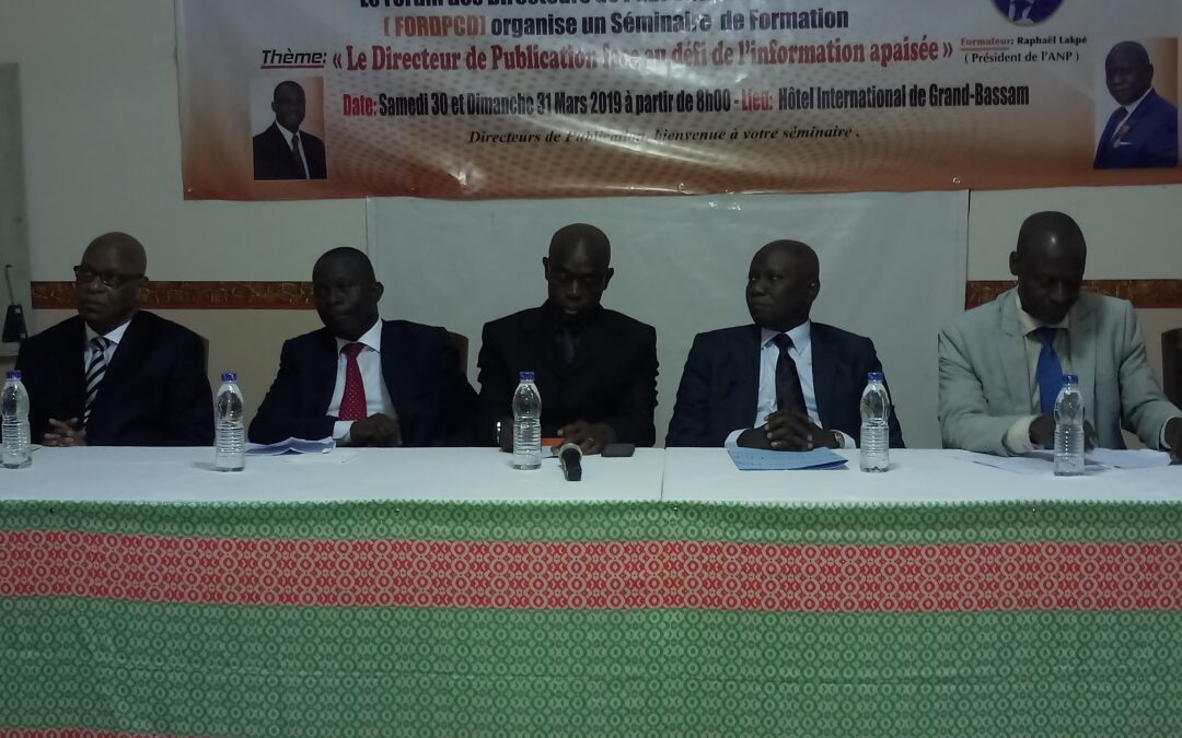 SÉMINAIRE DES DIRECTEURS DE PUBLICATION SUR LA PAIX, DU 17-18 FÉVRIER 2018 A GRAND-BASSAM